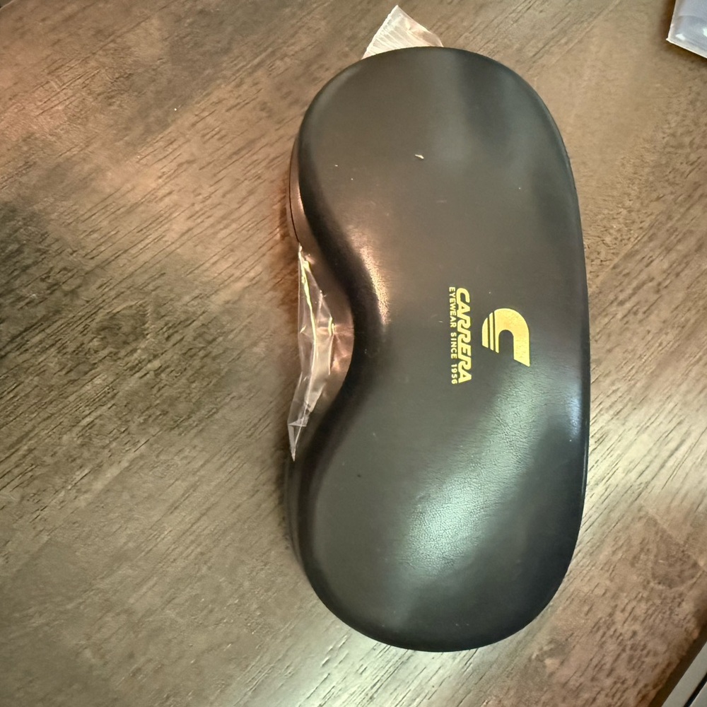Carrera Black and Gold Eyewear Case with oversized Aviator sunglasses. NWOT